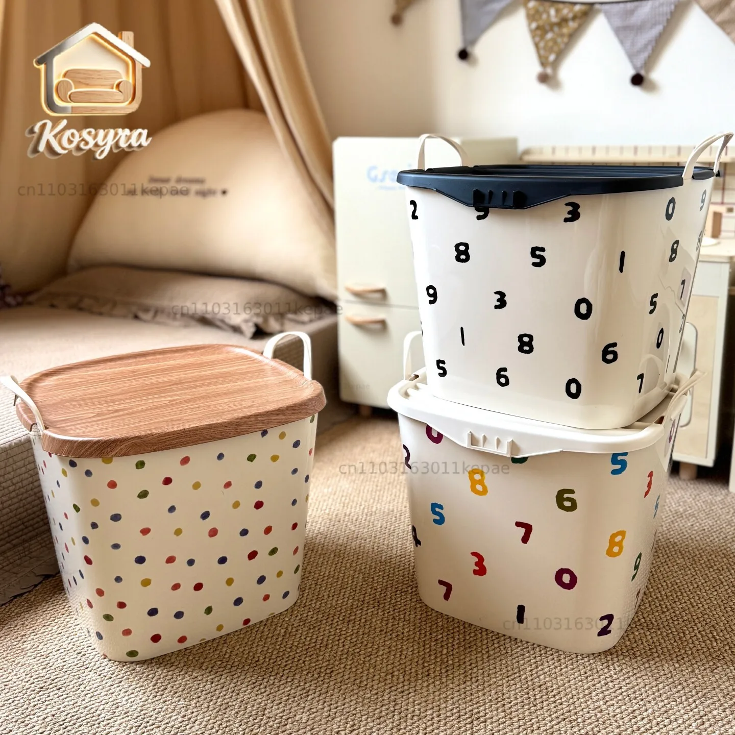 ins wind storage box large capacity large digital polka dot dirty clothes basket children's room toys plastic storage basket