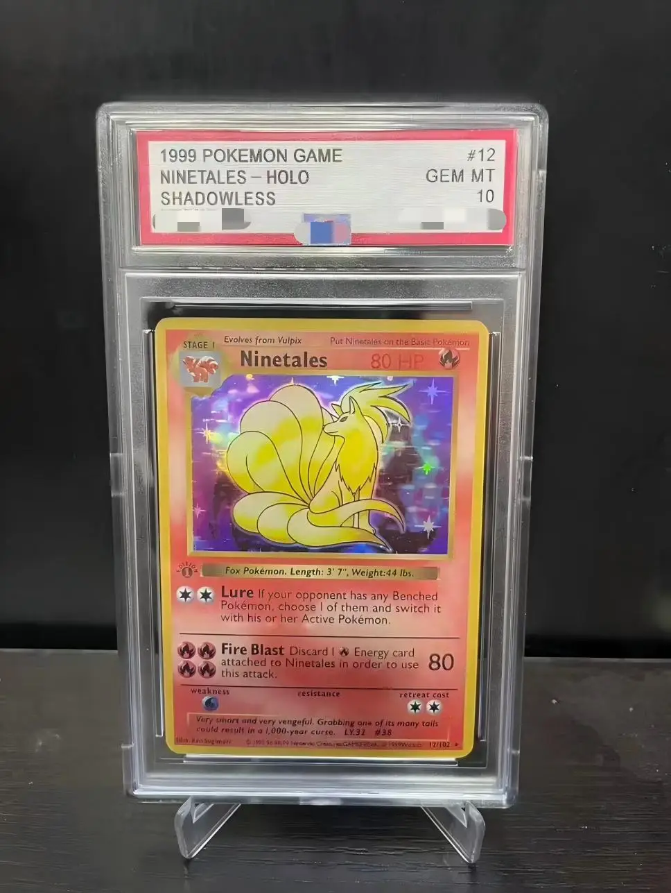 DIY TCG Collection Card Rating Card 1999 17/102 NINETALES-HOLO SHADOWLESS Copy 10Points Rating Card Anime Game Gift Toy