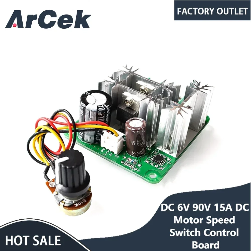 High Efficiency DC 6V 90V 15A DC Motor Speed Switch Control Board Controller Module Pulse Width PWM Speed Regulator