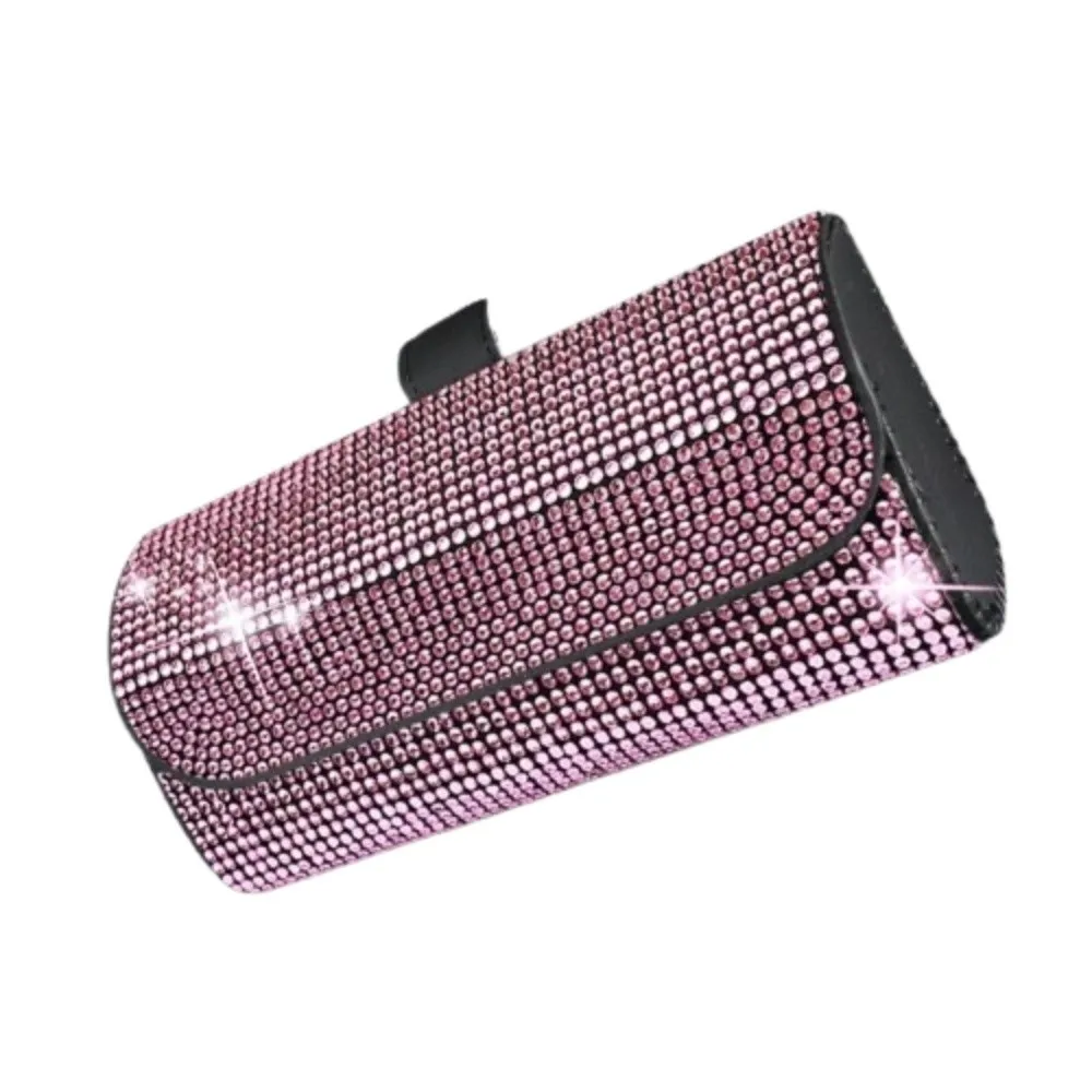 

Bling Sun Visor Glasses Case Rhinestone Luxury Car Eyeglasses Holder Crystal Clip Organizer Sunglasses Storage Box Vehicle