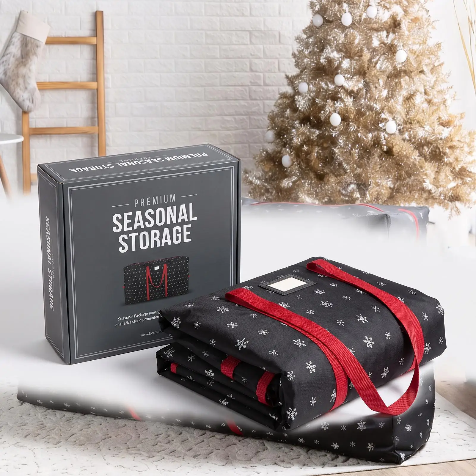 Christmas Tree Bag Waterproof Reinforced Handles Snowflake Moving Tote Christmas Tree Box Storage Containers For Home Living