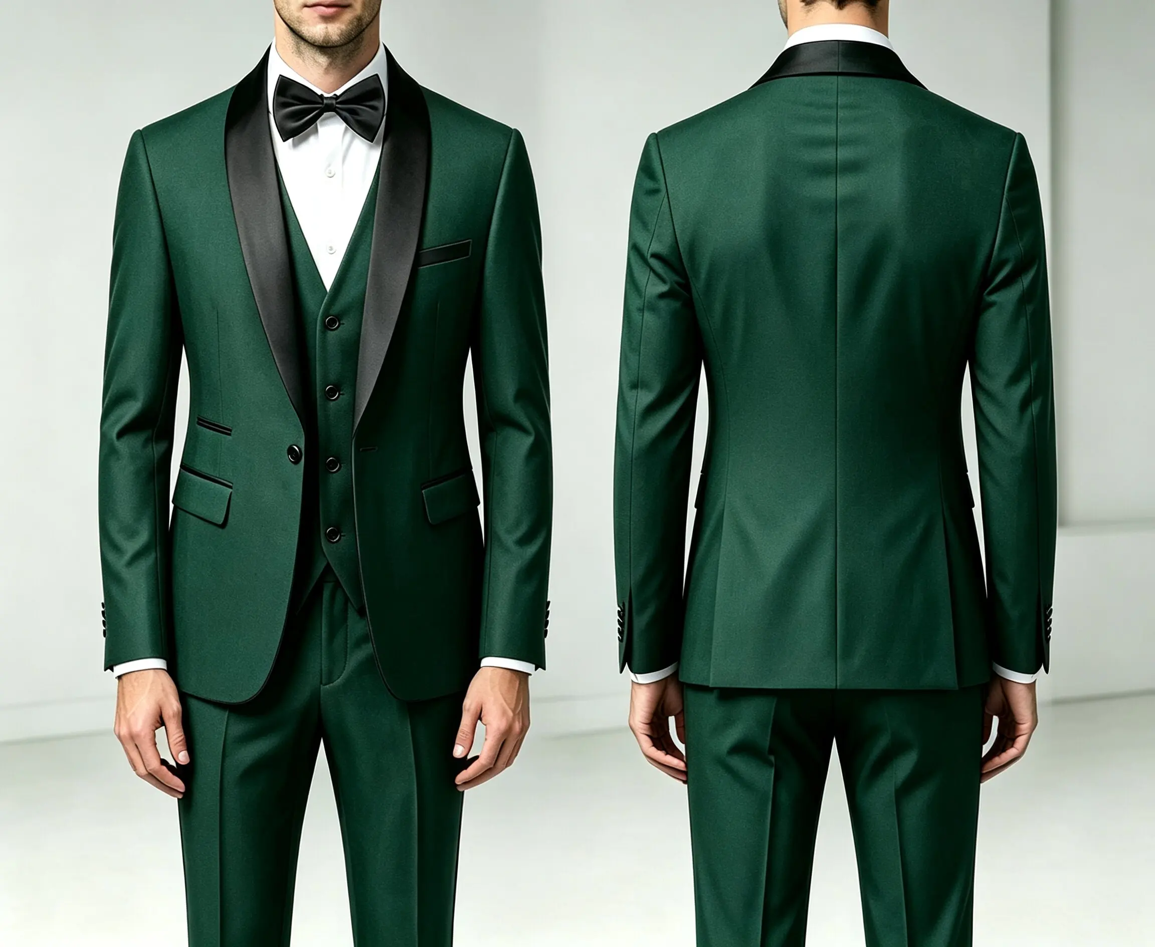 Traje de 3 Piezas para Hombre con Chaleco y Pantalones Largos, Corte Simple, Estilo Chal, para Bodas, Banquetes, Fiestas y Eventos de Negocios