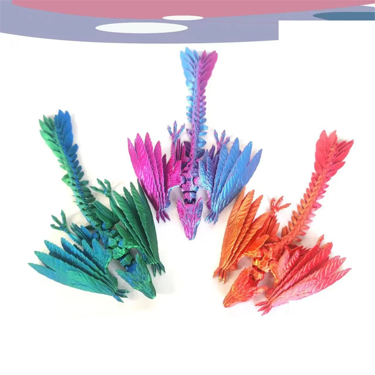 Dynamic 3D Printed Dragon Crystal Dragon Fidget Toys for Adults 3D Printed Articulated Dragon,Random Color