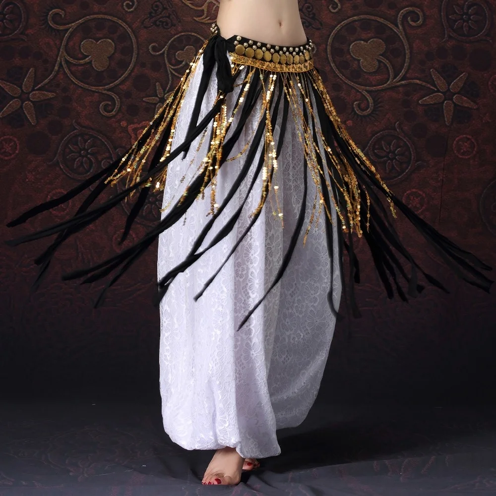 Tribal Belly Dance Clothes Gypsy Costume Accessories Long Fringe Wrap Coins Skirts Hip Scarf Belly Dance Coin Belt