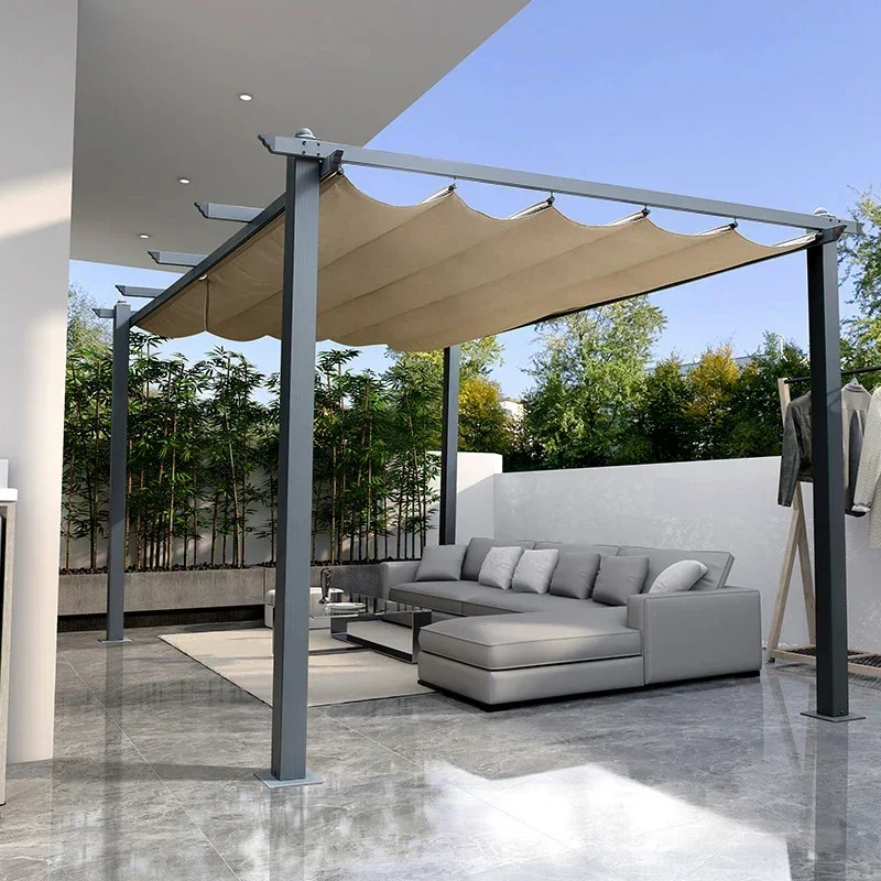 Modern Curved Pergola Aluminium Arches Arbours Pergola Columns Gazebos Pergola Roof System Waterproof Retractable Roof Awning