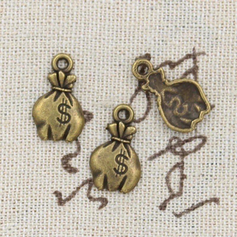 30pcs Charms Sack Of Money Dollars 19x11mm Handmade Pendant Making fit,Vintage TibetanBronze,DIY For Necklace