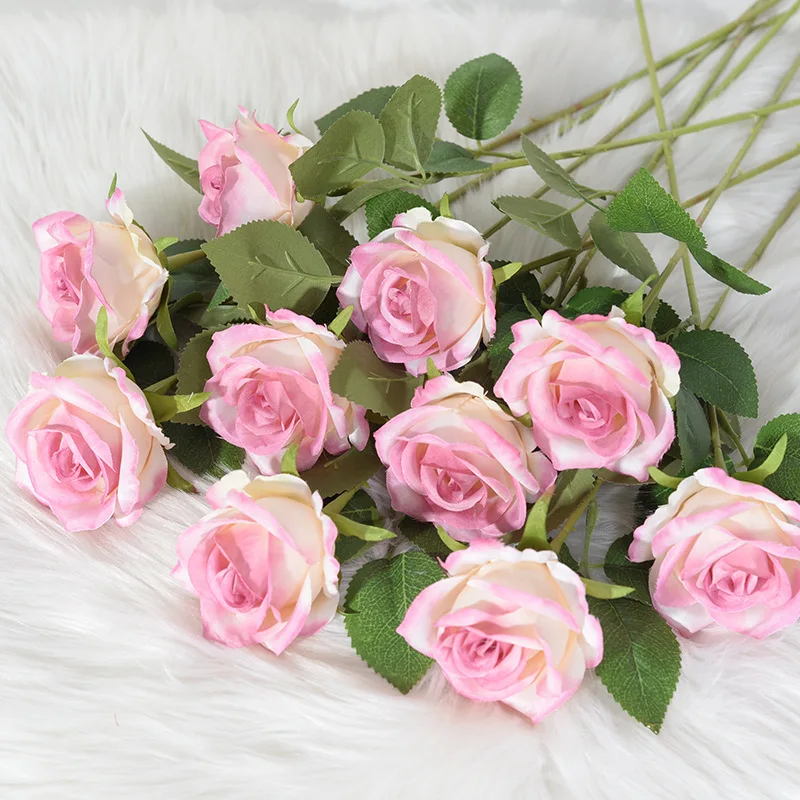 5pcs 7x51cm Artificial Rose Flower Wedding Decoration Bouquet Home Table Setting Shoot Fake Plants Valentine\'s Day Gift