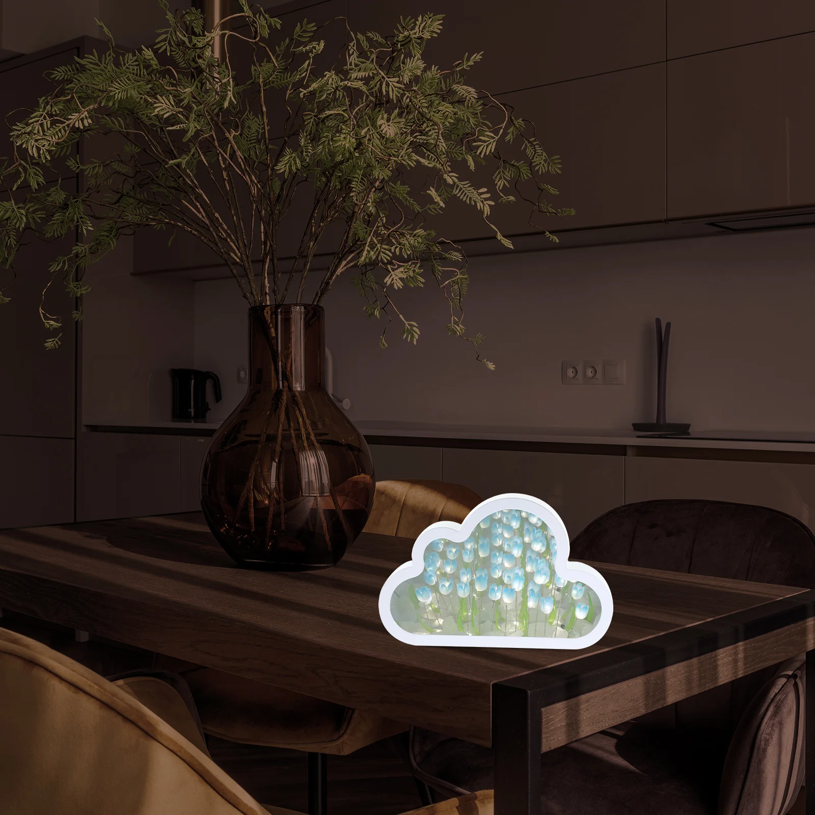1 set 1 set a forma di nuvola tulipano all'interno della lampada da notte camera da letto luce decorativa bagliore caldo estetica regalo per interni domestici