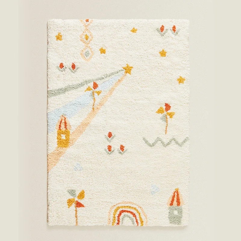 

Simple Cute Living Room Bedroom Carpet Bedside Blanket Children's Room Furry Mat Drop-Resistant Game Crawling Entrance Door Mat