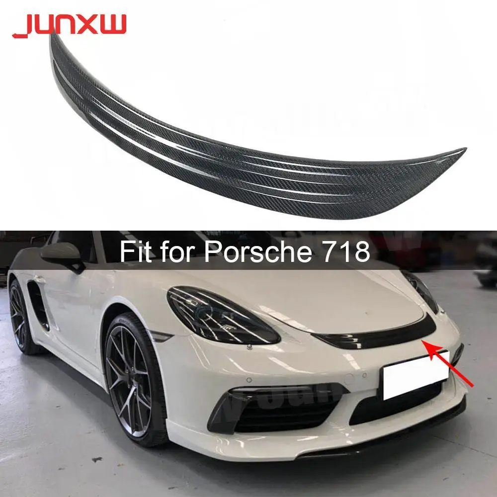 Carbon Fiber Front Bumper Hood Air Vent Trim Grill Decoration Cover fit for Porsche 718 Cayman Boxster 2016-2019