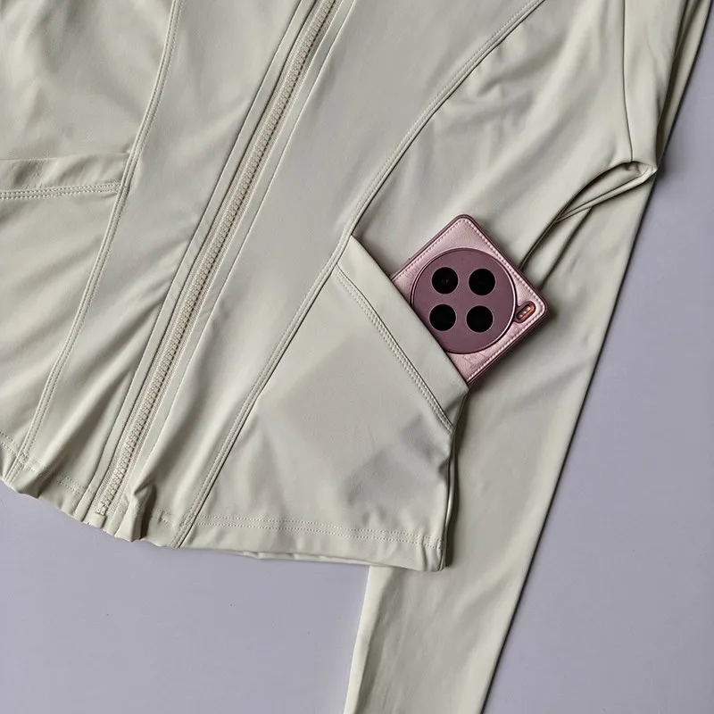 سترة تنحيف نسائية بقصة ضيقة، ياقة واقفة، سحاب، سترة رياضية لليوجا، بلوزة لياقة بدنية دافئة للجري، الخريف، الشتاء