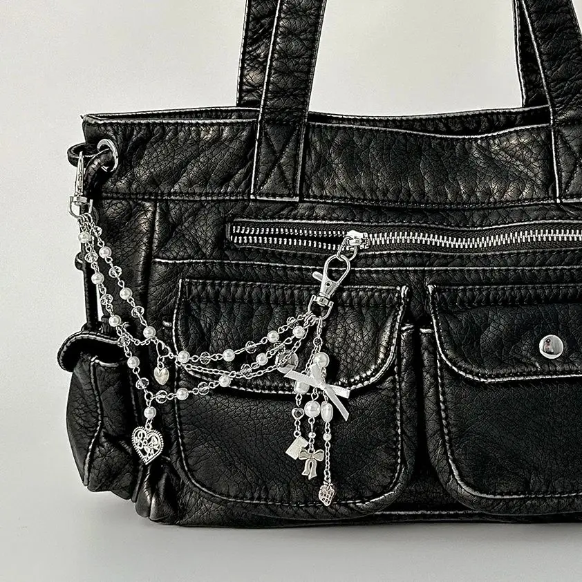 Ingemark Boho Imitation Perlen Gurtband Bogen Schlüsselbund Frauen Exquisite Herz Anhänger Hosen Brieftasche Gürtel Jeans Kette Neue Schmuck
