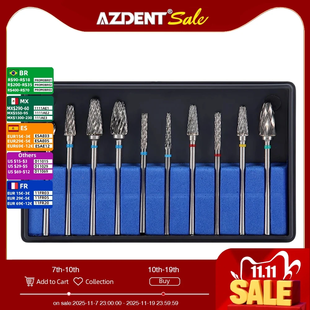 1 коробка, набор твердосплавных сверл DENTAL