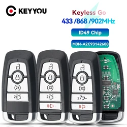 KEYYOU 434/868/902MHz ID49 Smart Car Remote Key For Ford Mondeo Mustang Fusion F-250 F-350 F-450 F-550 2017 M3N-A2C93142600