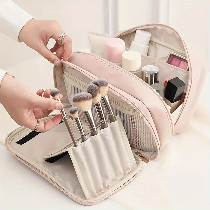 

New Portable Makeup Bag For Women, Elegant Cosmetic Case, Travel Toiletry Organizer With Handle