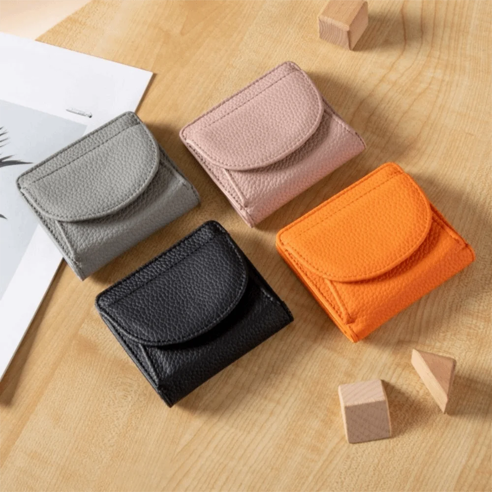 Fashion Slim Design Leather Wallet Short Style Compact Size Business Card Holder Multi-Card Coin Purse Casual
