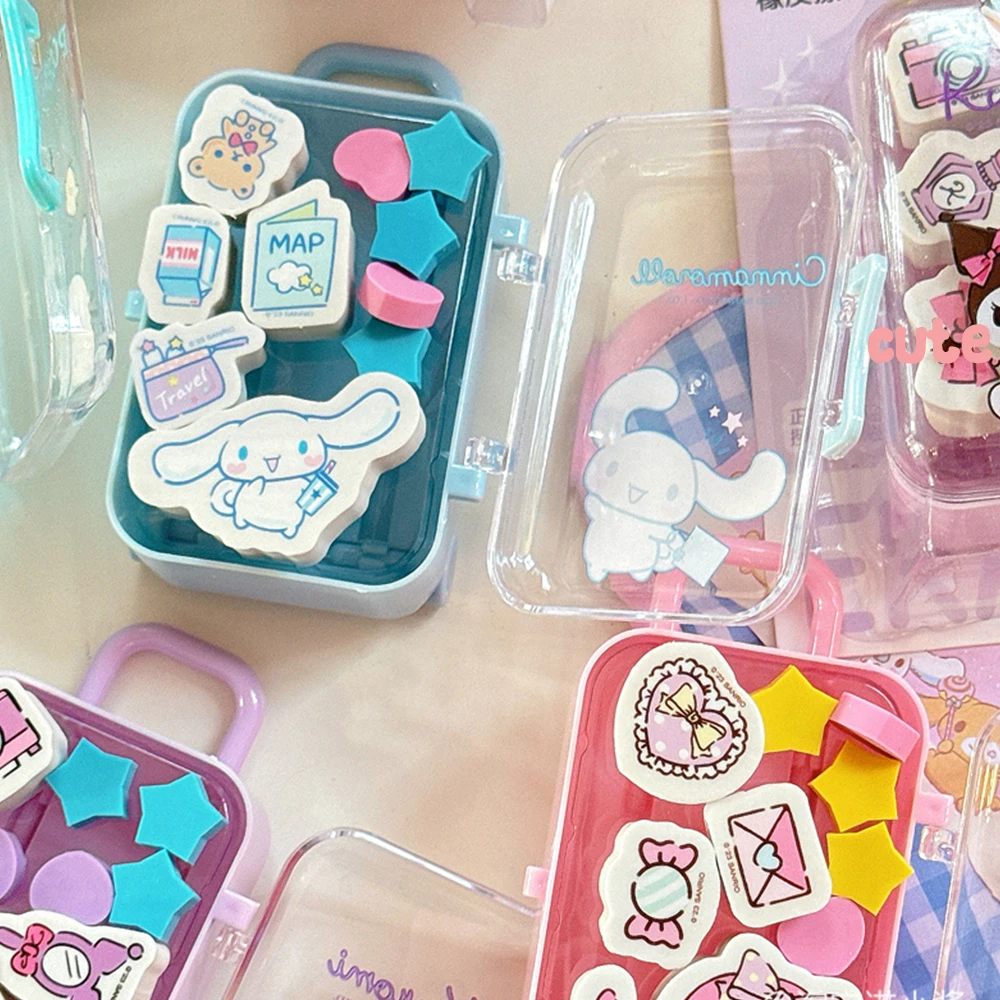Kawaii Sanrio Cinnamoroll Melody Eraser Set with Box Cartoon Figure Model Erasers Stationery Office School Supplies Gifts Toys - view 2
