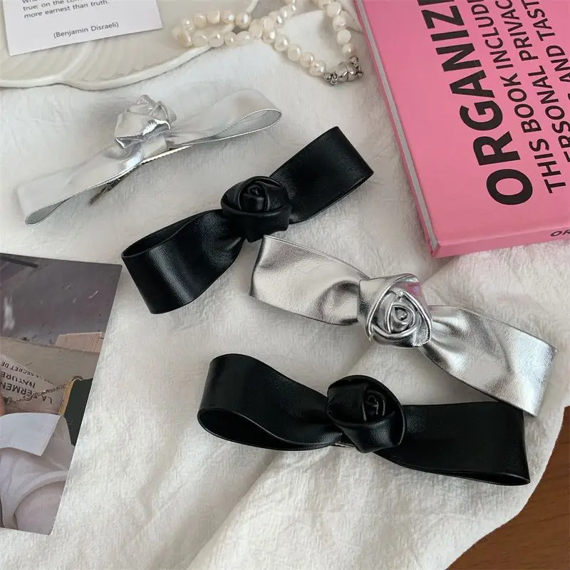 1pc Neue silber blume haar-accessoire stirnband bogen dreidimensionale rose temperament haarspange rand clip seite clip entenschnabel clip