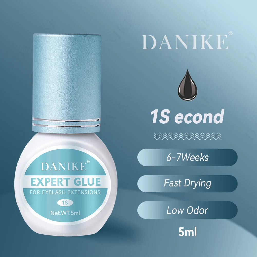 5 Bottles 5ml DANIKE False Lash Black Adhesive 0.3S 0.5S 1S 2S 3S Fast Drying Glue for Eyelash Extensions Extra Strong Lash Glue
