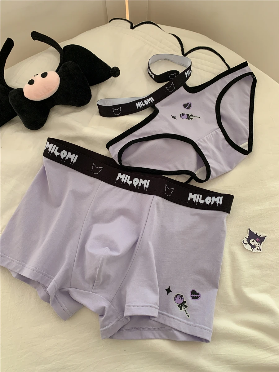 Sweet Library Cp Couple Underwear Cute Cartoon Pure Cotton Lolita Panties 2024 New Cute Young Men\'s And Women\'s Underwear