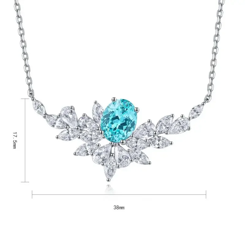 RUIF Hot Sale Lab Grown Paraiba Sapphire Classic Necklace S925 Silver Jewelry for Gift Wedding Women