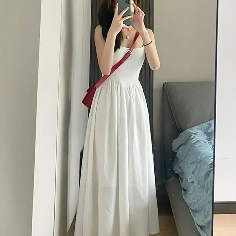 

Summer Black Suspender Dresses Women Spring French Slim Party Sexy Camisoles Hepburn Style Sundress Y2k Slim Fit Clothes Платье