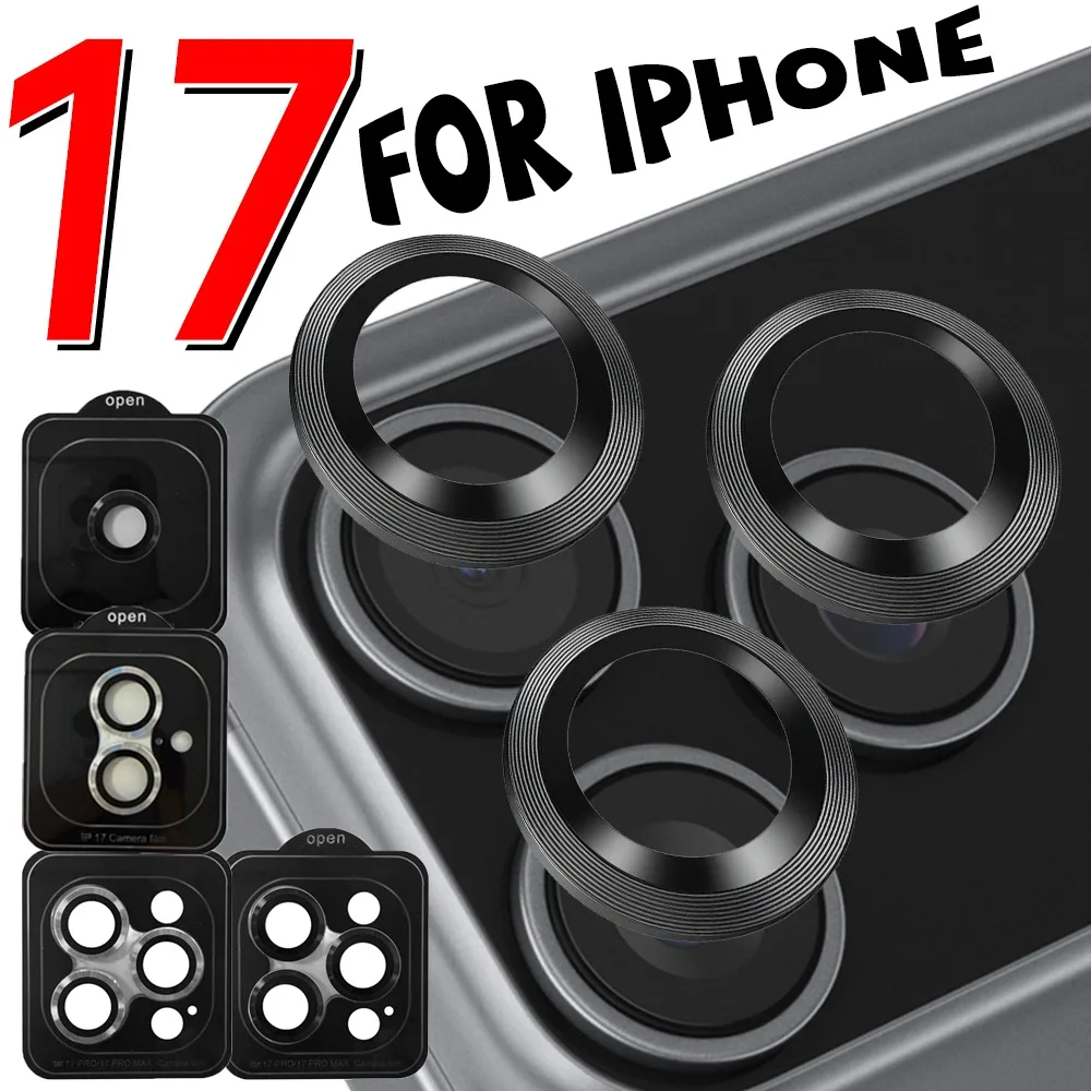 1-4 قطعة الزجاج المقسى آيفون 17 ProMax الهواء الخلفي عدسة حلقة غطاء آيفون 17Pro 17air 17promax حامي عدسة الكاميرا المعدنية
