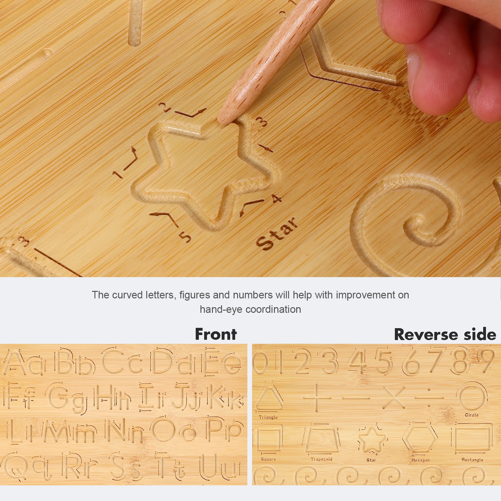 

Double Sided Wooden Alphabet Number Tracing Board Preschool Learning For Kids Hand Eye Coordination Practice Educational
