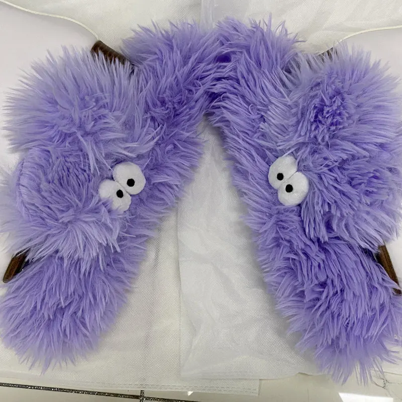 Pokrowiec na ostrze do łyżw figurowych, miękki, chłonny, odporny na zarysowania, odporny na rdzę, bawełniany pokrowiec na ostrze, fioletowy potwór z włosami na ostrzu c