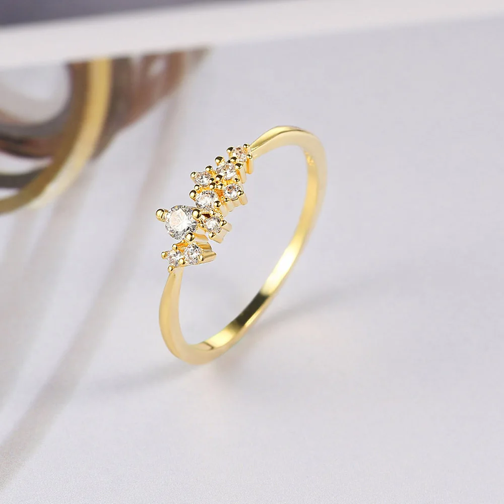 Trendy Elegant Dainty Rings For Women Romantic Women's Ring Light Yellow Gold Color Thin Finger Accessories Jewelry KCR088