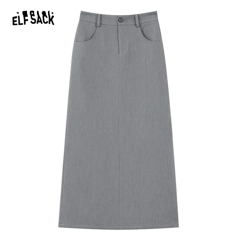 ELFSACK Korean Fashion Skirts Women 2023 Winter New A-line Elegant Luxury Bottom