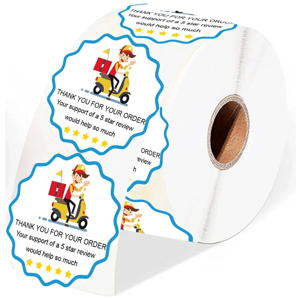 

2 Inch 5 Star Review Delivery Labels Thank You for Your Order Stickers Food Delivery Tamper Evident Sealed for Freshness Labels