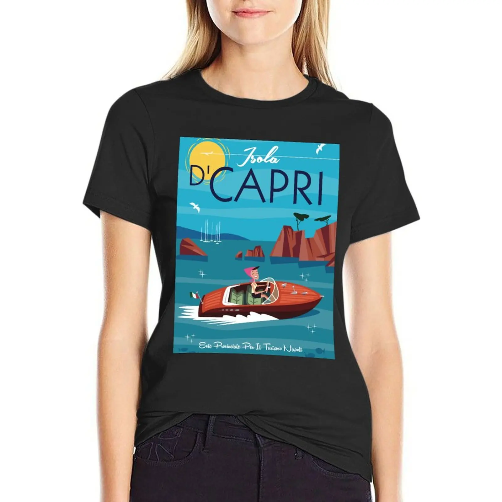 

Isola D'Capri poster T-Shirt cute tops oversized Aesthetic clothing Woman clothing