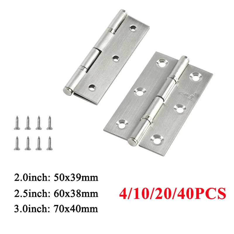 

2inch 2.5inch 3inch Door Hinge with Screws Stainless Steel Folding Hinge Cabinet Door Window Wooden Box Flat Hinge Mute Hinge