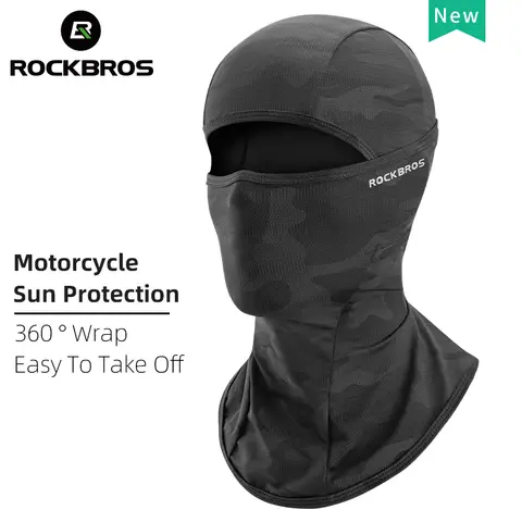 ROCKBROS Sun Protection Balaclava 남성 여성 전기 자전거 오토바이 풀 페이스 마스크 아이스 실크 헤드 기어 사이클링 봄 여름