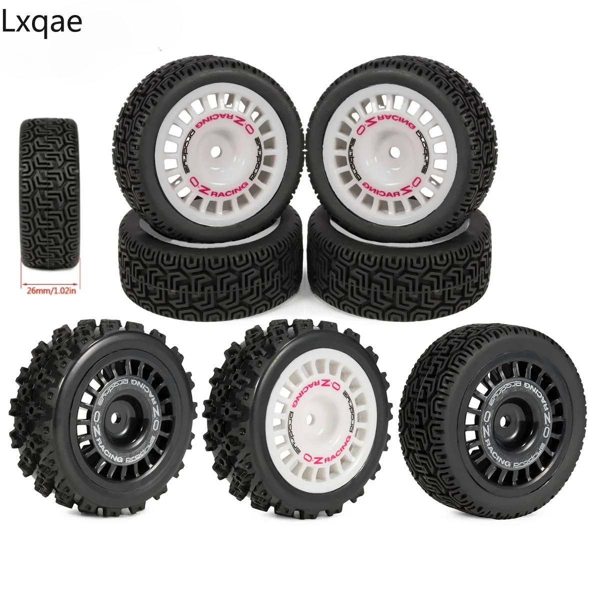 4Pcs RC Rally Tires Glued On Road Tyre Wheels with 12mm Hex for Tamiya TT02 TT-01 XV01 PTG-2 DF-03 WR8 Racing Car Upgrades