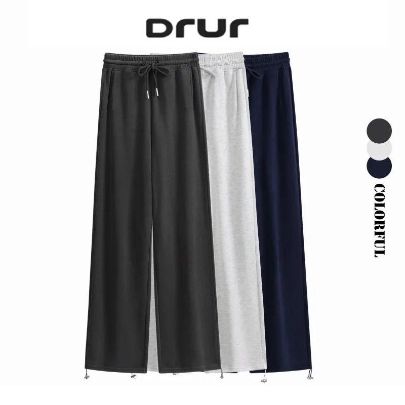

DRUR Cotton Jogging Pants For Women With Pockets and Thick Soft Wide Legs Sports Pants For Fitness Yoga Drawstring Sweatpants