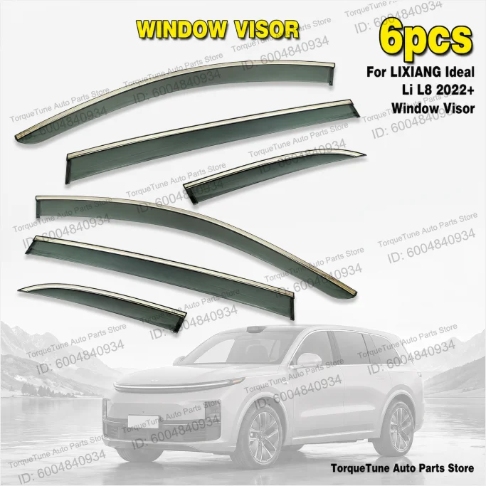 

For Li Xiang L8 2022+ No-Drill In-Channel Side Door Wind Deflectors, Premium Sun Rain Guard Visors Direct Mount Car Exterior Acc