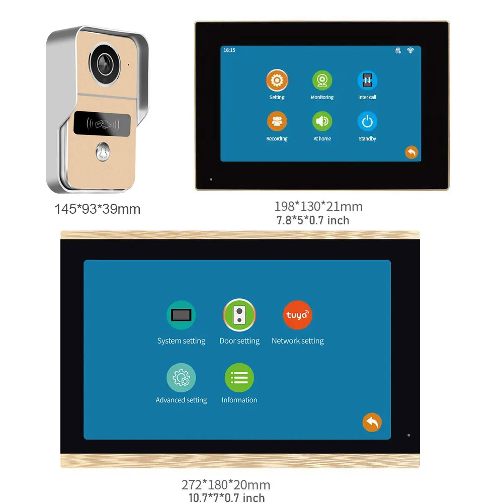 Imagem -02 - Tuya-kit de Vídeo Intercomunicador sem Fio para Sistema de Controle de Acesso Rfid Campainha de Vídeo Aplicativo Inteligente Casa Tela Sensível ao Toque Wifi 10 1080p