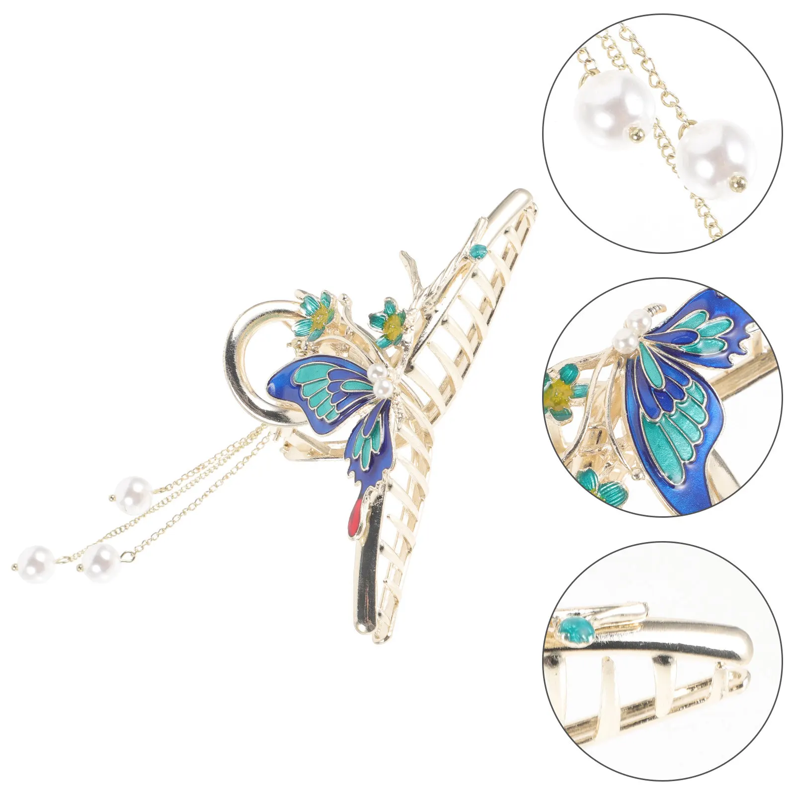 

Заколка-краб для волос с бабочкой и кисточками, большой размер, декоративный аксессуар для женщин с длинными густыми волосами, на день рождения, свадьбу