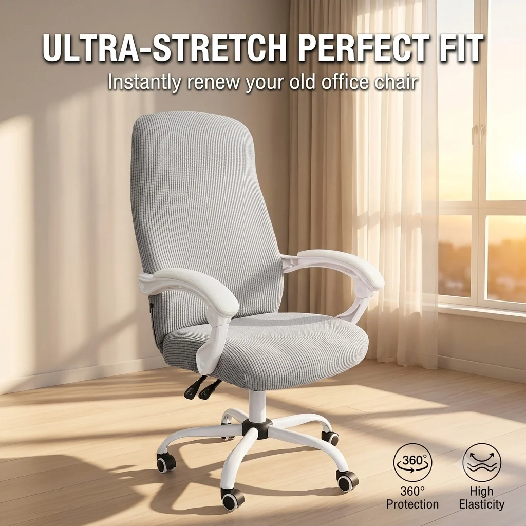 Premium Jacquard Office Chair Cover Stretch Diamond Grid Desk Chair Slipcover Removable Washable Computer Chair Protector
