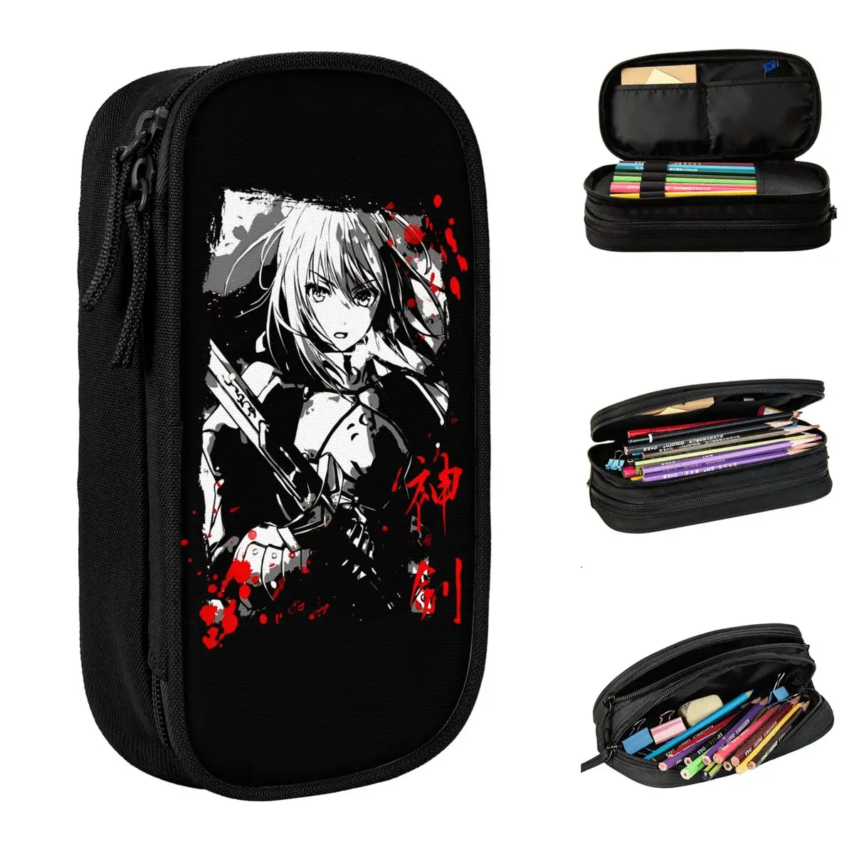 مصير البقاء ليلة صابر أنيمي مقلمة صندوق القلم حقيبة طالب تخزين كبير اللوازم المدرسية هدية pencelcases #2