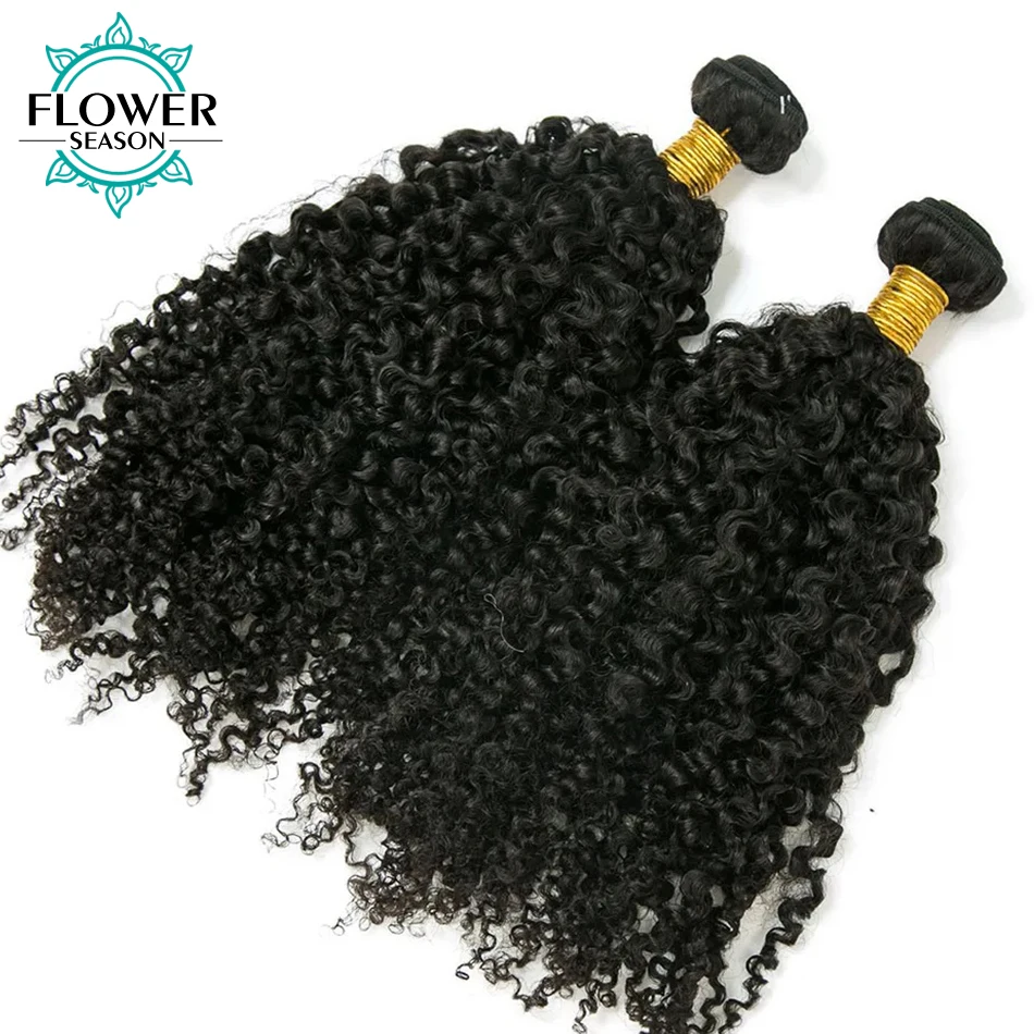 Multi-Textured Kinky Curly Weft Bundles Human Hair Mongolian Weft Hair Extensions 1/2/3 Bundles Hair Weaving Natural Color
