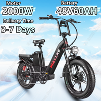 WALLKE H7 AWD Electric Bicycle 2000W Dual Motor 48V60AH Adult City Electric Bike Hydraulic Disc Brake 20*4.0 inch Fat Tire Ebike
