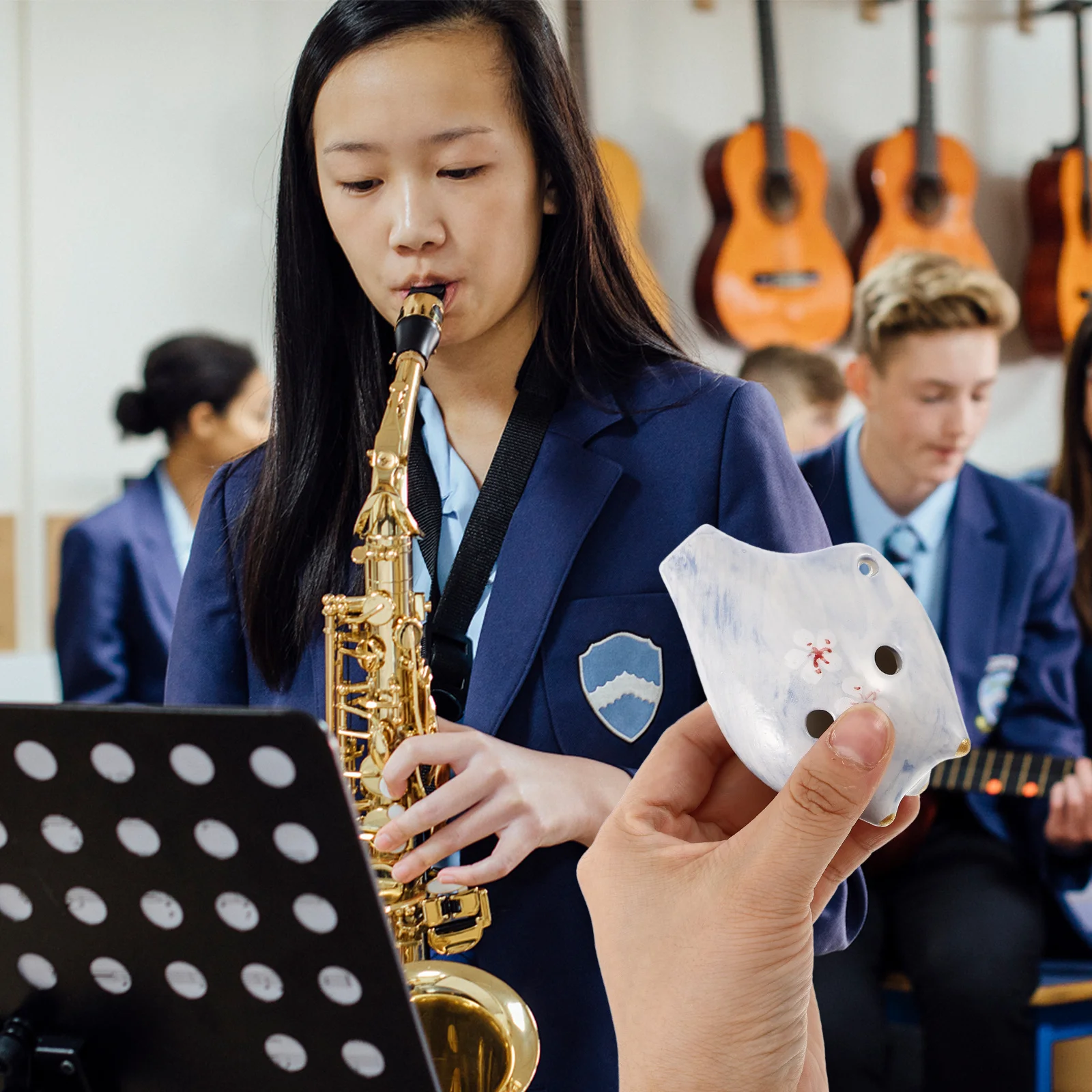 

2Pcs Japanese Ceramic Ocarina 6 Holes Small Portable Musical Instrument Decorative Alto C Ocarina for Beginners Practice