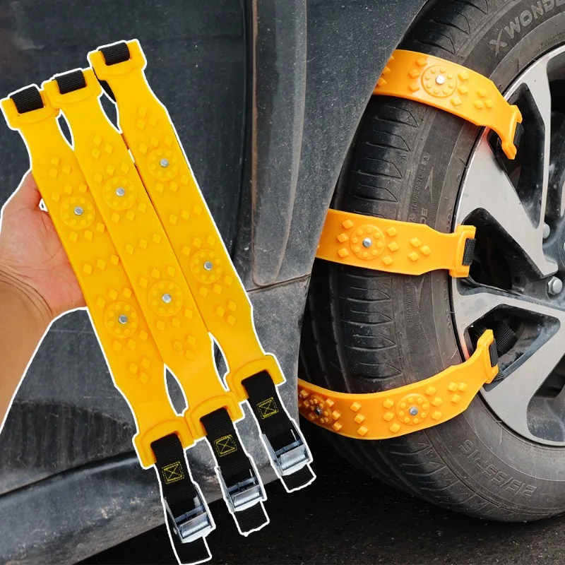 Universal Car Tyre Chains TPU Steel Studs Anti-skid Crawler Snow Yellow Thickened Anti-Skid Chain Auto Emergency Accessories