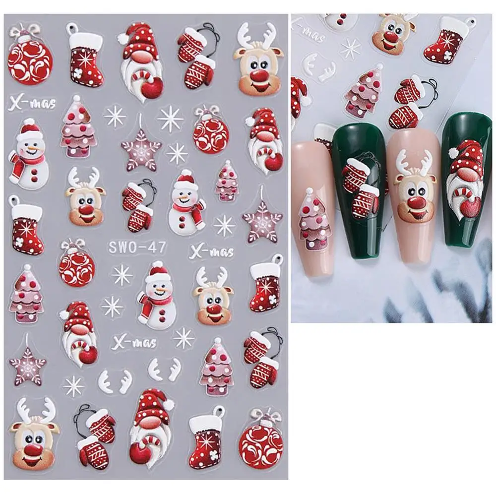 Adesivi per unghie a tema natalizio e decorazioni autoadesive per unghie per salone, feste e regali. Con disegni natalizi classici.