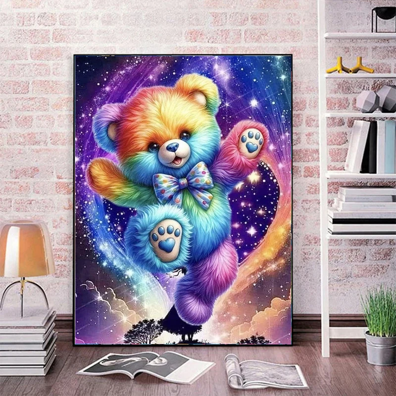 Teddy Bear Diamond Painting Fairy Dust Cross Stitch Cartoon Kits 5D Rhinestone Picture Mosaic Art Full Crystal Embroidery Gift