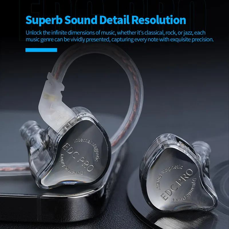 KZ EDC PRO HIFI 3.5MM AUX Wired Earphone Dynamic High Performance Monitor In-Ear Earbuds IEM Detachable Cable Harman EDXPRO Lite image 5
