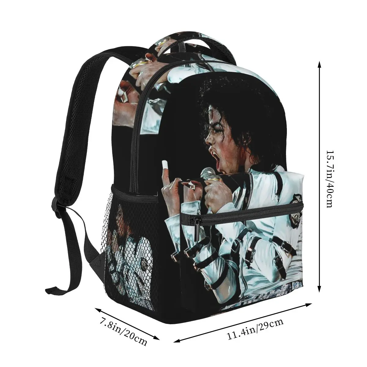 MJ Michael Jackson Pattern Print Student Backpack School Bag Hiking Travel Daypack for Boys Girls Fashion Bookbag Shoulder Bags